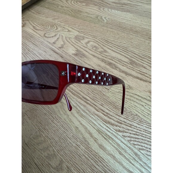 Vintage Chanel Sunglasses Rhinestones Red Made In Italy, Bought In Paris Y2K - Picture 3 of 16